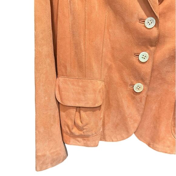 Vintage Y2K Anne Taylor Peach Orange Genuine Suede Fitted Jacket Large - Picture 7 of 12